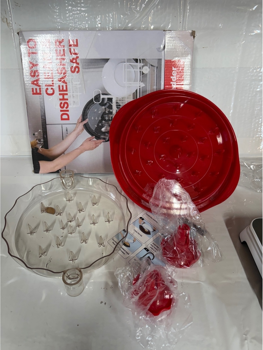 Chicken Shredder Tool Meat Shredder Twist Large Dishwasher Safe Red Clear